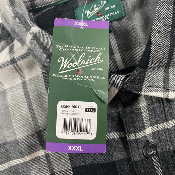 NEW Lot of 2 Woolrich Flannel Shirt Men's 3XL Granite Plaid Deep Navy Plaid - Picture 11 of 15